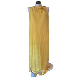 Vintage 60s Yellow Negligee Gown Large